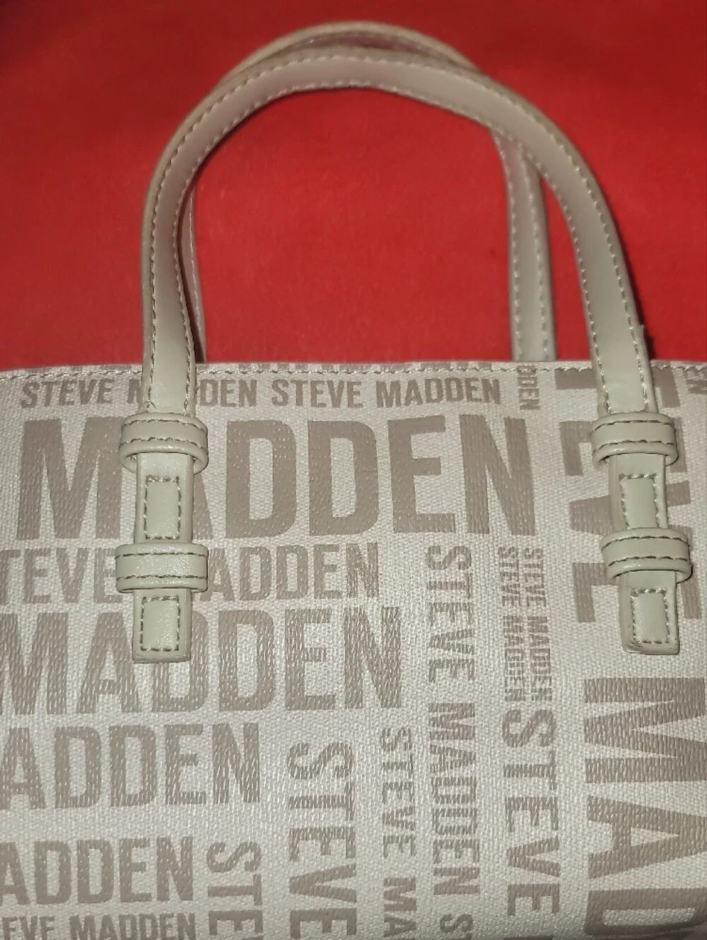 Steve Madden Beige Logo Shoulder Bag with SM Accent